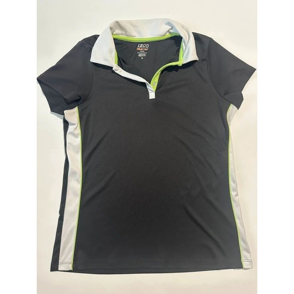 • IZOD PerformX Cool-FX Women's Golf Polo Shirt Black White Lime Green Size M